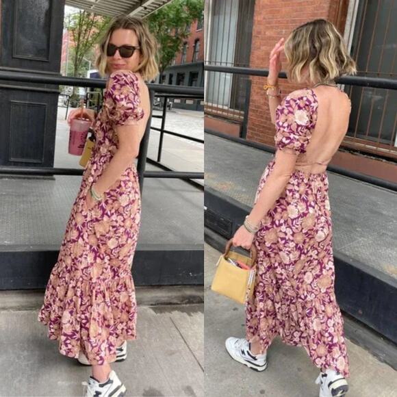 Favorite Daughter | NWT The Mirka Floral Open Back Peasant Fall Maxi Dress 0 - Picture 1 of 15